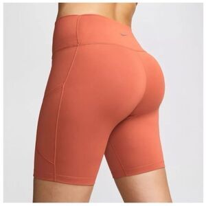 Nike One High-Waisted 8" Biker Shorts With Pockets Burnt Sunrise Size  XS